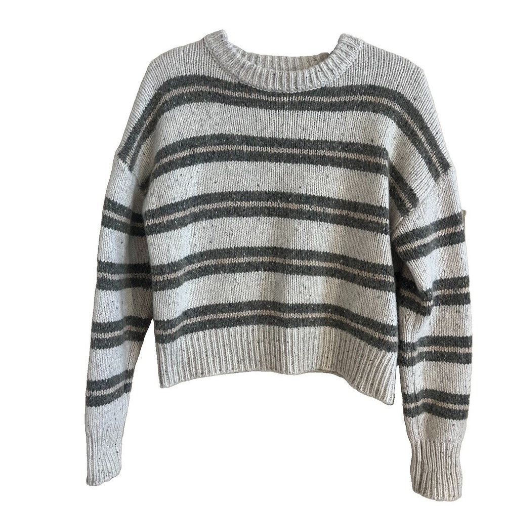 Spiritual Gangster Wool Alpaca Cropped Stripe Sweater XS Cozy Earthy Granola